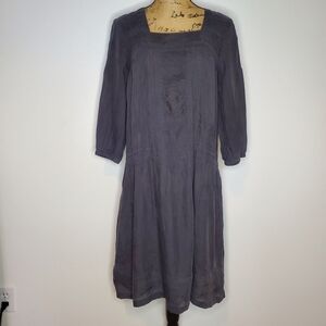 Sundance 100% Ramie Embroidered Square Neck Midi Dress Size 8